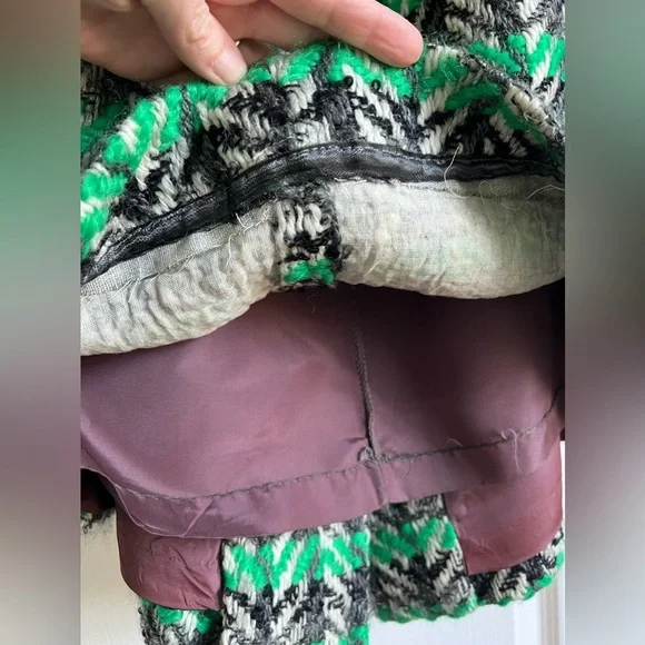 Vintage Leather-trimmed Wool Coat, 1970s - Picture 10 of 11